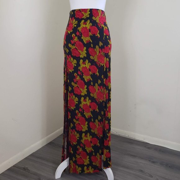 Obey Dresses & Skirts - Obey Propaganda Multicolor Floral Split Maxi Skirt Size XS